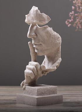 沉默是金抽象工艺品摆饰创意办公室客厅家居覆古雕塑艺术装饰摆设