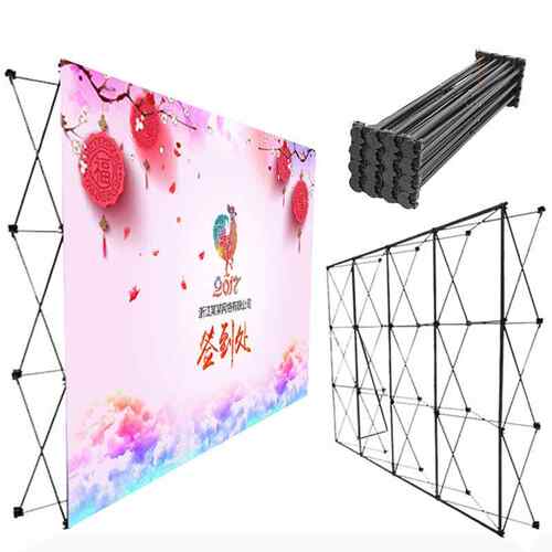 批发铁拉网展架铝合金快展折叠架广告背景墙签名墙伸缩便携拉网架