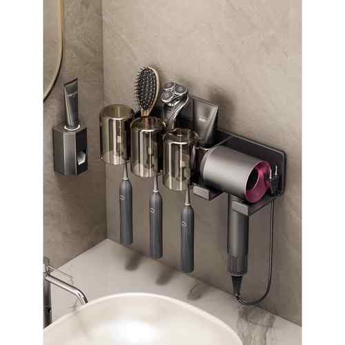 浴室吹风机置物架牙刷架子浴室免打孔支架洗漱台卫生间壁挂收纳