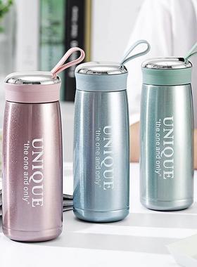 韩版硅胶提手便携式保温杯小容量休闲小巧304不锈钢车载女士杯子