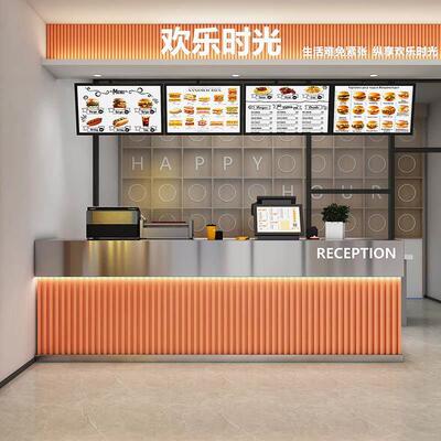 咖啡店前台简约现代不锈钢吧台餐饮店烧烤奶茶店酒吧收银柜台接待