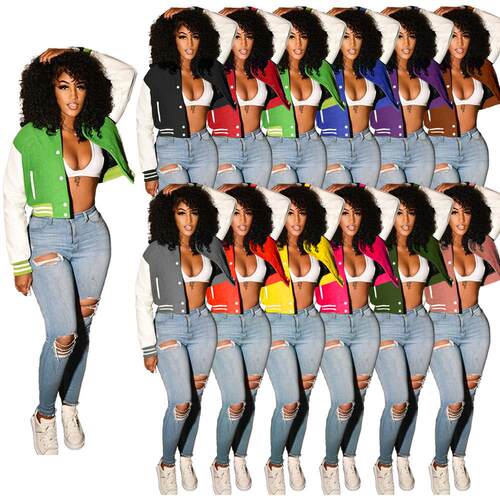 Women's press baseball jacket, double layered jacket