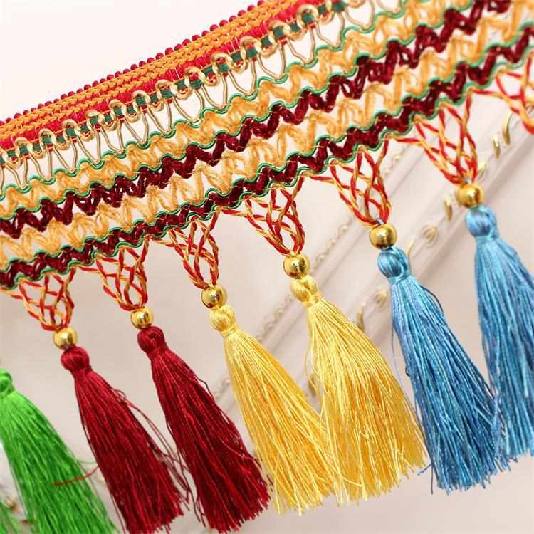 厂家直供 民族风五彩流苏排须花边货车包顶装饰龙须花边辅料批发