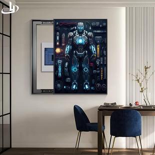 漫威钢铁侠电表箱装饰画竖款卡通马里奥电闸消防栓配电箱遮挡挂画