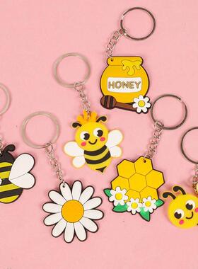 6Pcs Cartoon PVC Daisy Bee Theme Party Keychain Decor for K