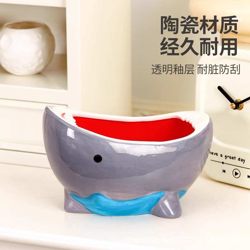 钥匙收纳摆件家用创意进门放门口的入户入门玄关鞋柜客厅鲨鱼碗盒