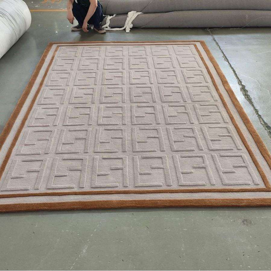 新西兰羊毛腈纶手工地毯高端别墅客厅茶几地毯美式轻奢卧室耐脏