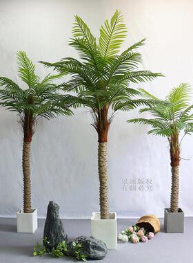 仿真椰子树室内造景热带绿植假椰树大型盆栽装饰酒店落地假棕榈树