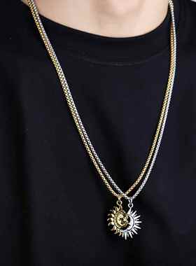 Sun Moon Pendant Necklace Gothic Vintage Style Jewelry