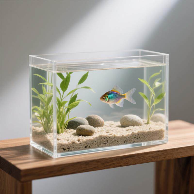 亚克力鱼缸正方形长方形超白水族箱办公室客厅桌面裸缸造景鱼缸