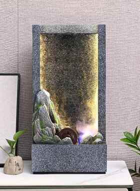 简约现代假山水幕墙流水生财摆件循环水景客厅玄关风水轮开业乔迁