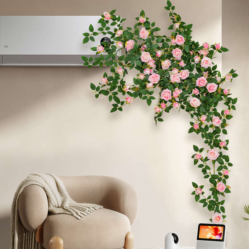 仿真玫瑰花藤蔓客厅室内阳台空调管道庭院装饰假花藤条墙壁挂植物