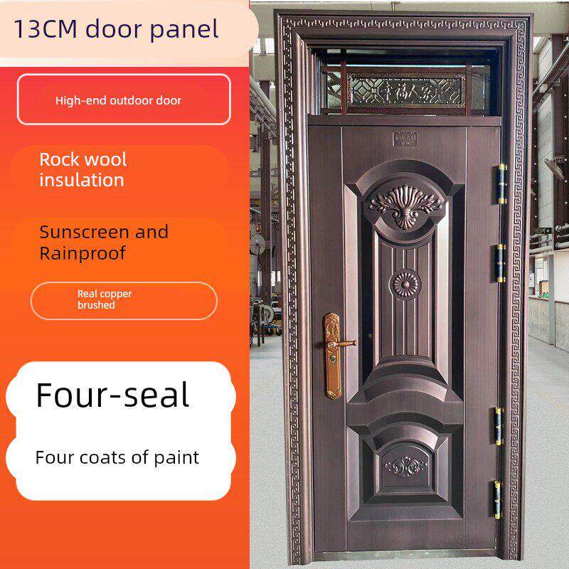 甲级13CM锌合金气窗农村防盗门平房门彷铜门户外门玻璃门防寒门