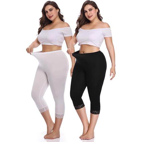 Women's oversized leggings, elastic cropped pants, lace
