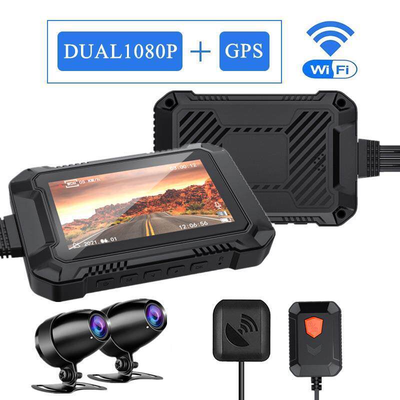 WIFI机车摩托车录像机记录仪3.0寸屏夜视前后1080P车载双P摄像头