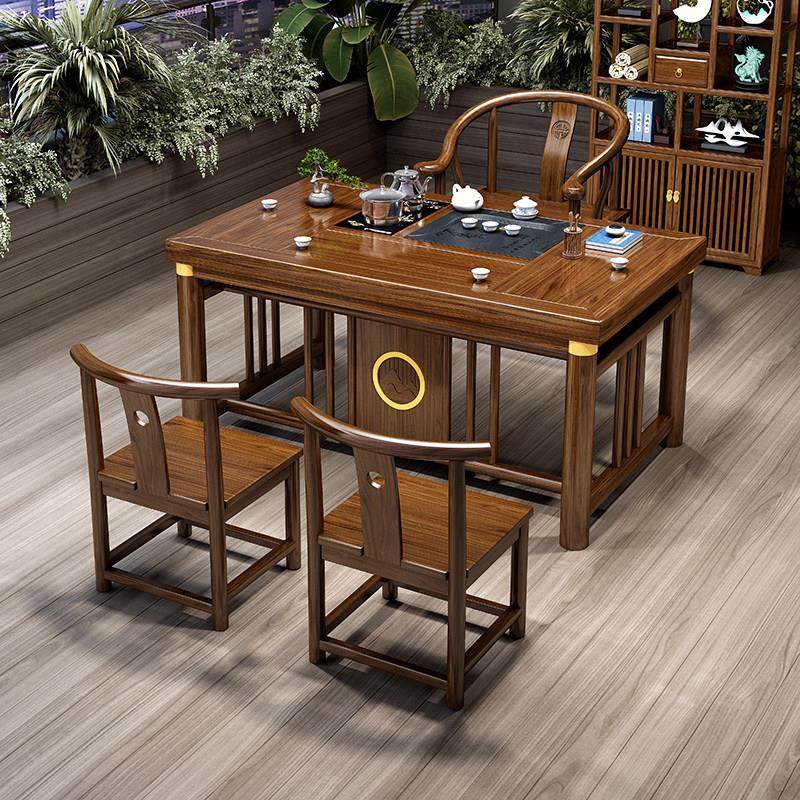 茶桌新中式实木茶桌椅组合家用阳台小户型茶台功夫茶几一体一整套