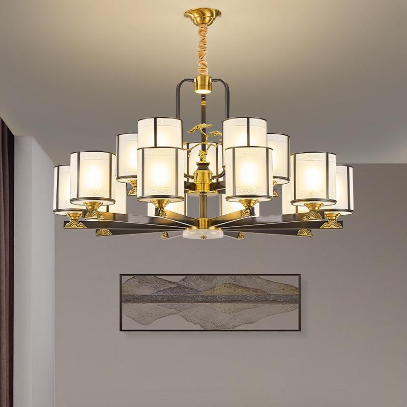 新中式吊灯全铜主客厅灯现代简约家用大气餐厅灯禅意中国风灯具