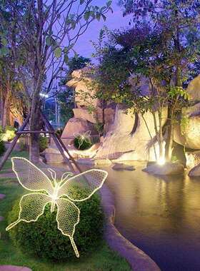 户发光蝴物蝶灯防水花JGN园装饰广场景亮化庭院动物灯外动观造型