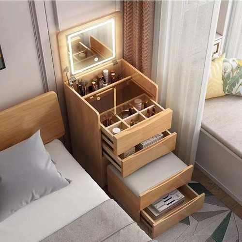 北欧实木翻盖梳妆台现代简约多功能网红收纳柜一体化妆小户型妆台