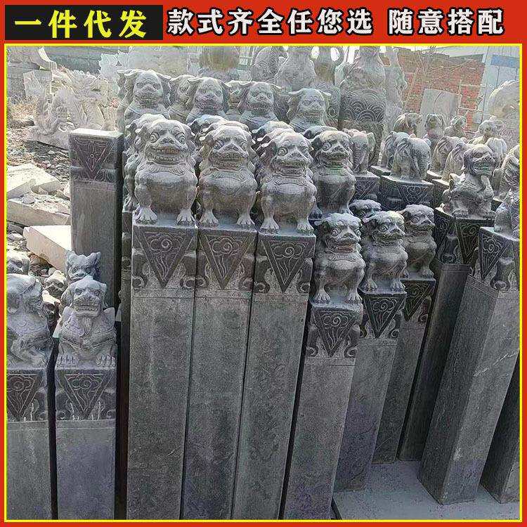 栓马桩石柱子石雕貔貅狮子麒麟青石四神兽十二生肖青石仿古拴马桩