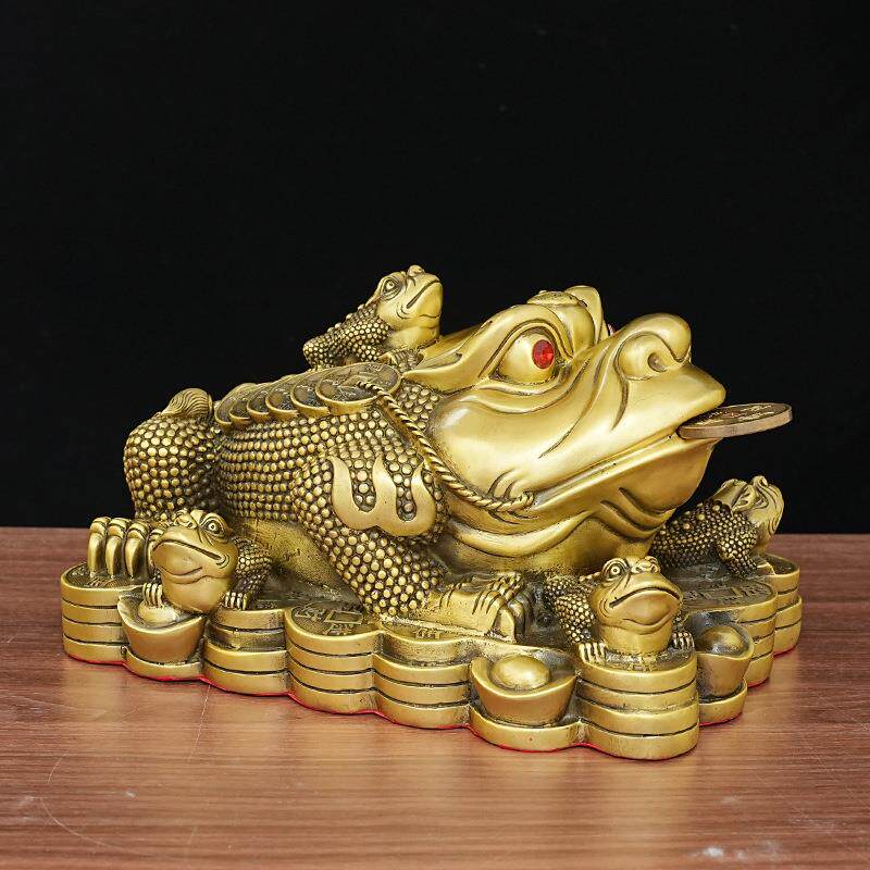 铜招财摆件金蟾对蟾摆件三足蟾蜍金蝉七星玄关办公室桌面装饰开业