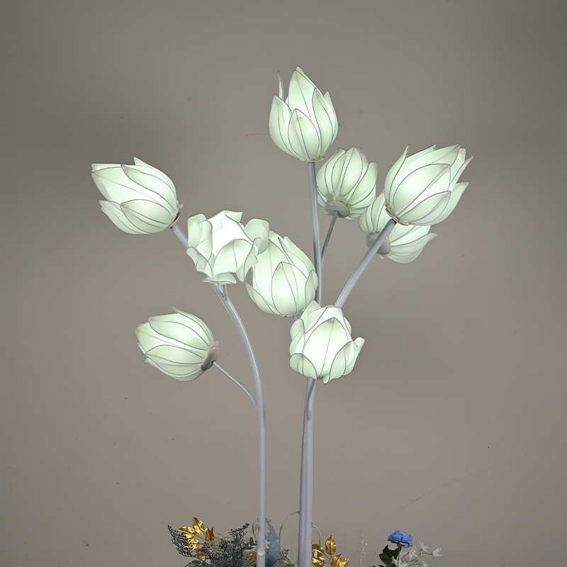 9头玉兰花路引摆件婚庆婚礼舞台发光道具弹力布LED灯泡铁艺背景