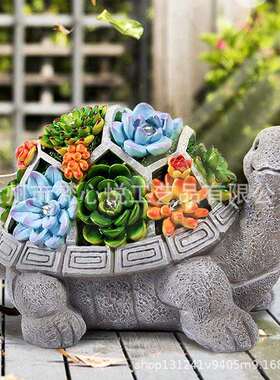 外贸创意多肉乌龟太阳能灯户外花园摆件树脂工艺品草坪庭院装饰灯