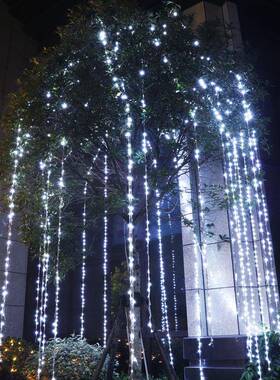 发光流水瀑布led彩灯串户外庭院挂树上氛围装饰布置星星串灯