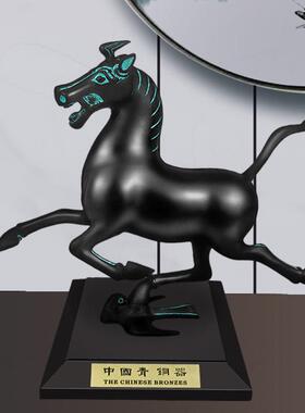 马踏飞燕摆件招财纯铜马彷古青铜器铜奔马中式书房古玩古董博古架