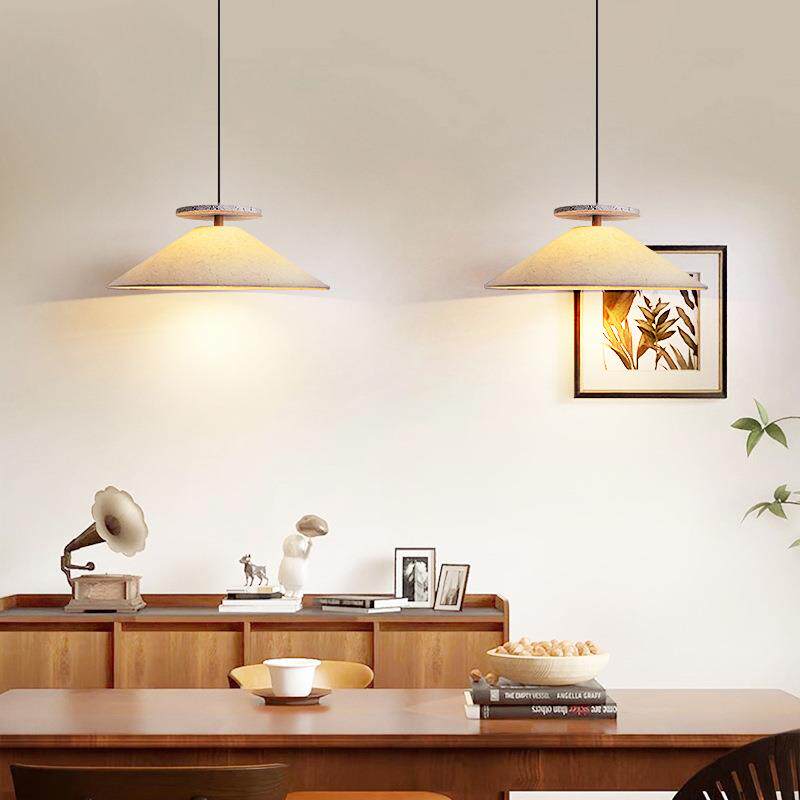 宋代美学创意餐厅吊灯2025新款中古吧台玄关过道复古宣纸卧室灯具