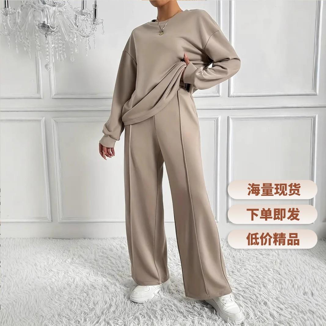 Womens Casual Solid Color Loose Long Sleeve Top Exposed - 实物图