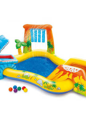 滑梯池恐龙批发沙地球宝宝充气戏水intex57444海洋火山游泳池池