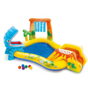 球游泳池宝宝海洋池intex57444充气戏水池恐龙火山批发滑梯沙地