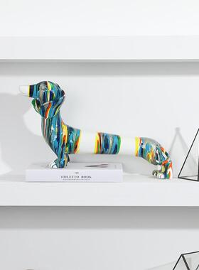 动物卡通腊肠狗树脂工艺品摆件创意酒店家居玄关处装饰品摆件