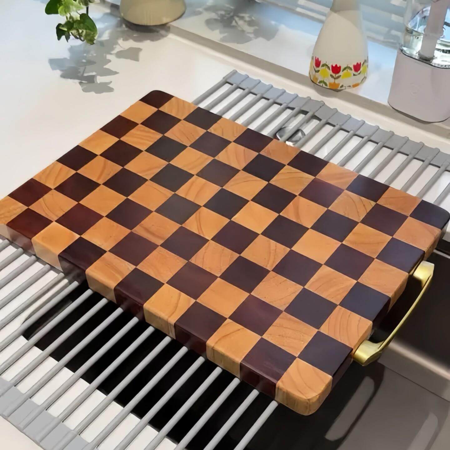 棋盘格菜板防霉抗菌家用实木砧板双面切菜板长方形食品级刀板案板