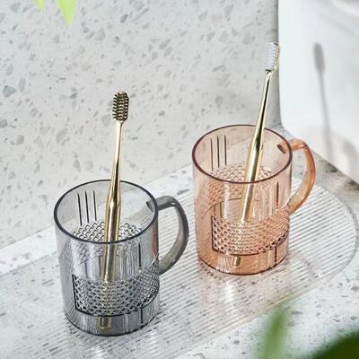 Clear Round Mouthwash Cup Plastic Lightweight Luxury Couple