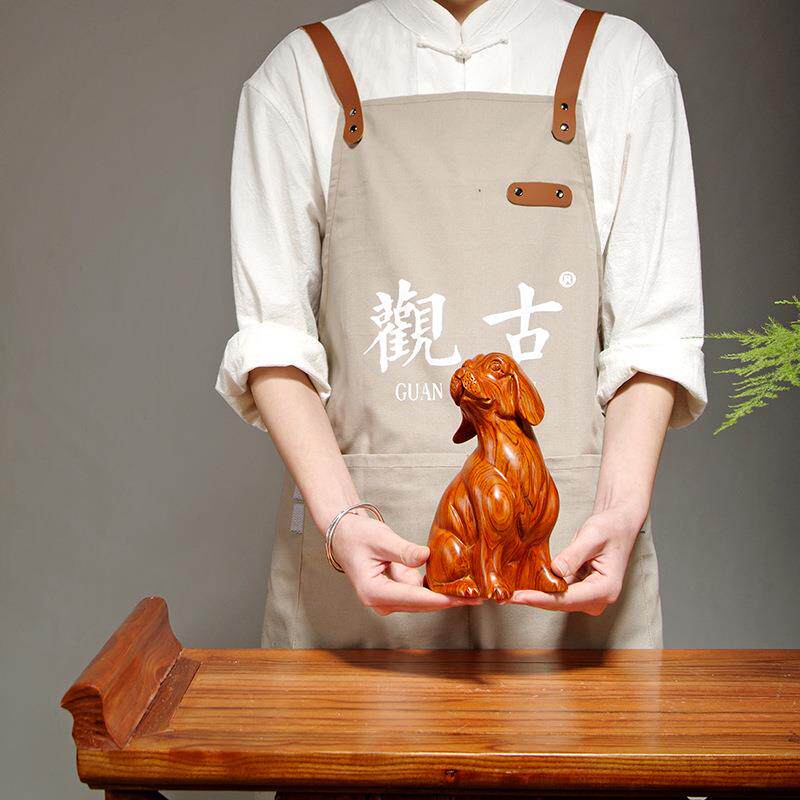 木雕狗摆件实木雕刻工艺品小狗摆件生肖狗客厅家居装饰品动物摆件