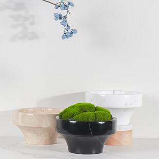 北欧ins花样板店间酒盆家园艺装HP002饰摆件大理石圆居形绿植多肉