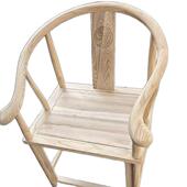 木新中式 实木仿古榆胚966圈官椅帽椅白宫廷餐椅月牙椅茶桌椅子办