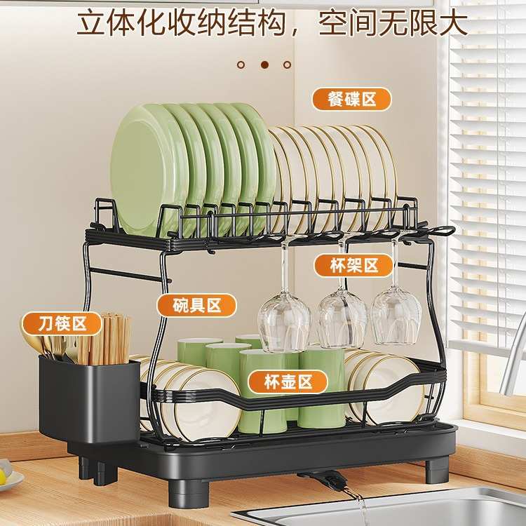 厨房多用途家用台面沥水收纳置物架碗碟筷架免打孔伸缩水盘碗碟架