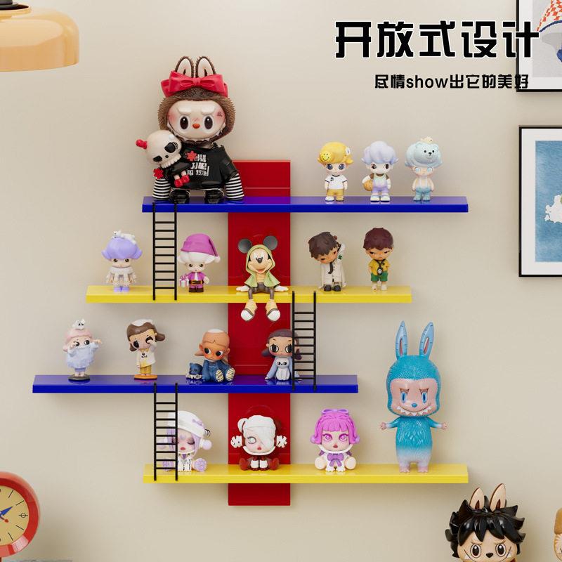 上墙壁挂式盲盒展示架免打孔泡泡玛特手收纳架多巴胺陈列置物架图片