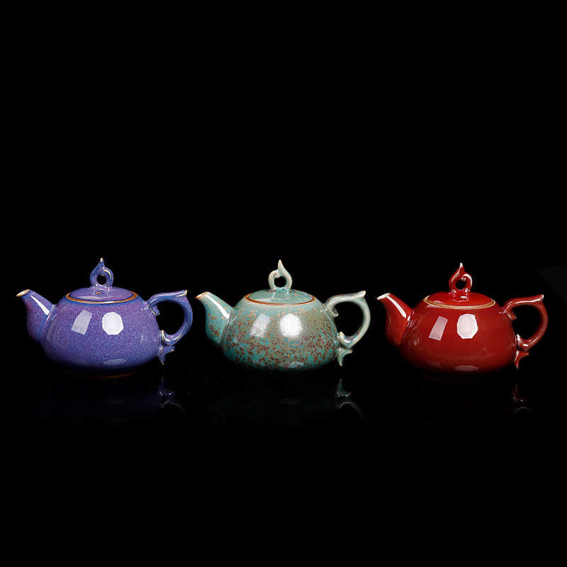 钧瓷茶壶家用陶瓷泡茶壶功夫茶具单壶小号手执壶红茶普洱窑变过滤