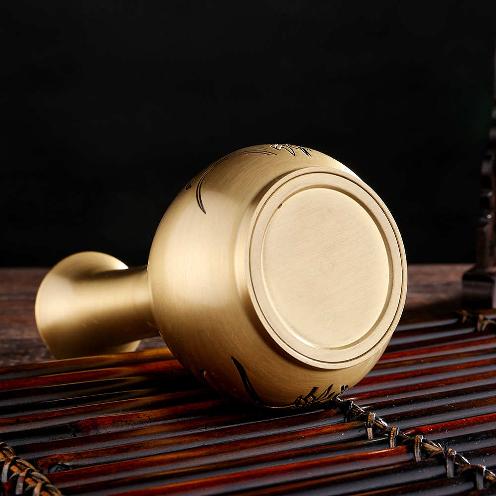 复古纯黄铜兰花竹子花瓶摆件客厅插花干花花束现代中式家居装饰