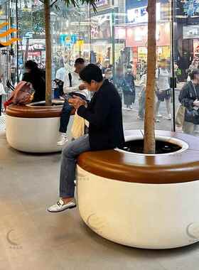 创意池休圆形玻璃钢闲座椅陈种植组合商场休息坐凳户外CS-0098商