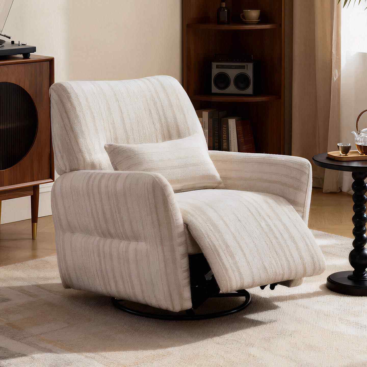 AI智能按摩单人沙发棉麻布艺多功能电动可躺休闲椅懒人摇摇躺椅