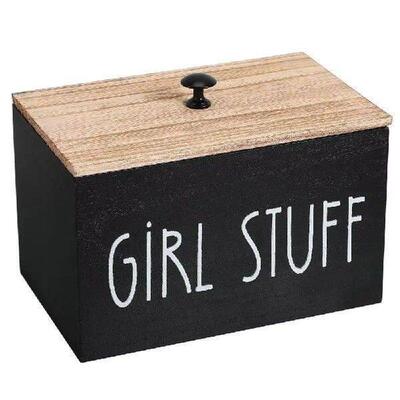 Wooden Cotton Pads Storage Box with Lid 1/3 Grids Tampon