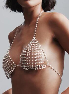Handmade beach corset pearl body chain corset holiday