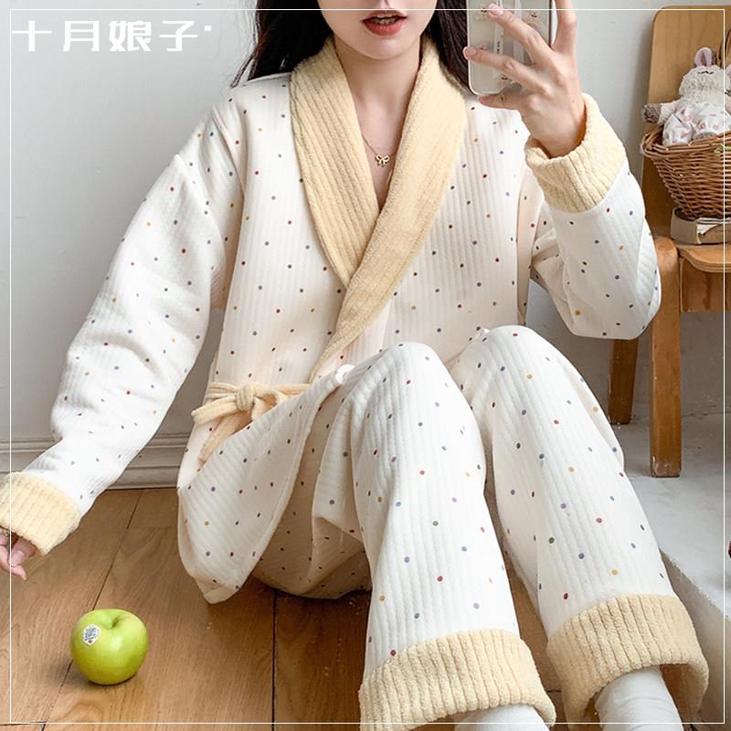 空气棉月子服春秋冬季款产后加厚10月份11哺乳孕妇睡衣家居服套装