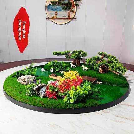 餐桌中间插花电动转盘插花酒店餐桌餐饮景观桌餐桌核心沙盘景观摆