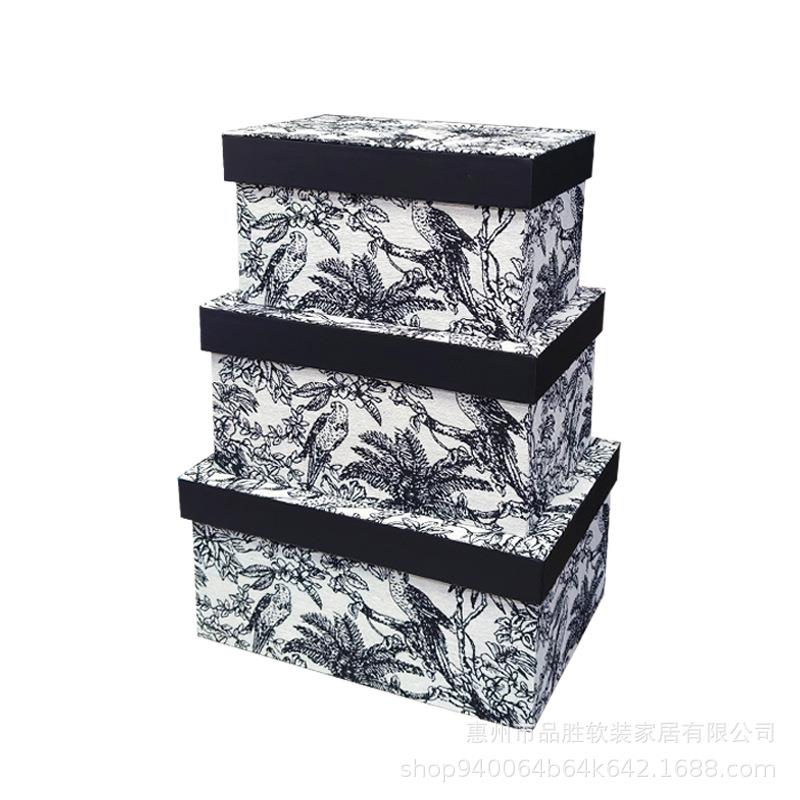 款木质布艺黑灰图纹收纳物盒衣帽间衣物分类PS227箱家居储新动物